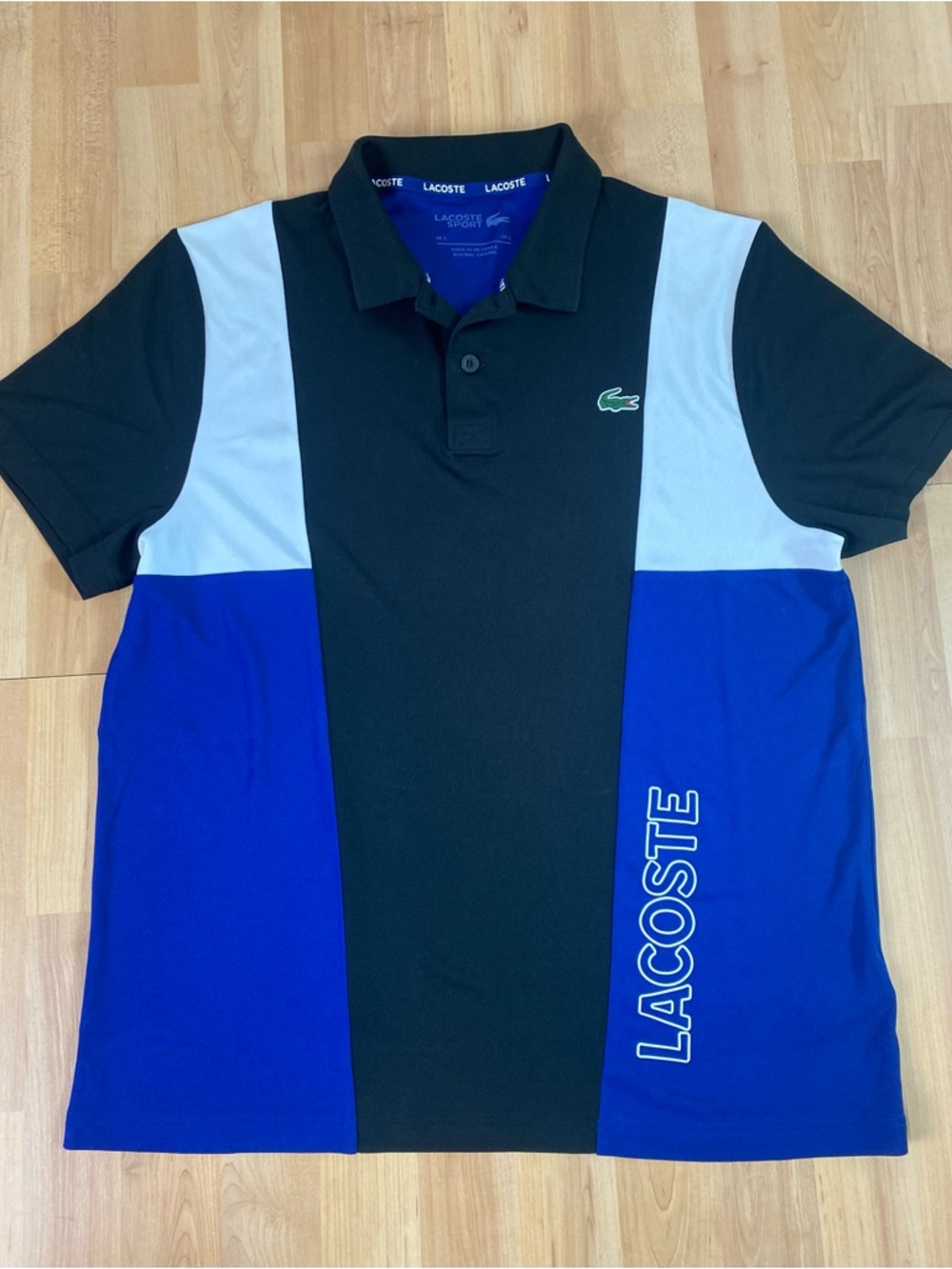 Lacoste Men’s Colorblock Polo - Black, Royal Blue & Light Gray